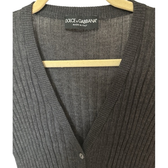 Dolce and Gabbana Women’s Ribbed Dark Gray Cardigan Cashmere/Silk Blend Size: 46 - Picture 11 of 12